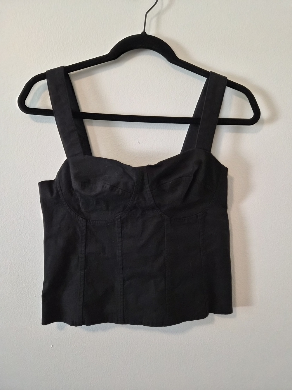 Gap Black Linen Blend Bustier Crop Top Size Small